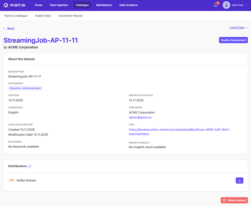 Acquired dataset details
