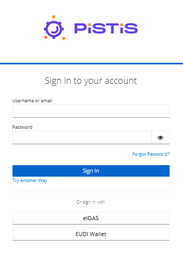 PISTIS Login Page PISTIS Login Page
