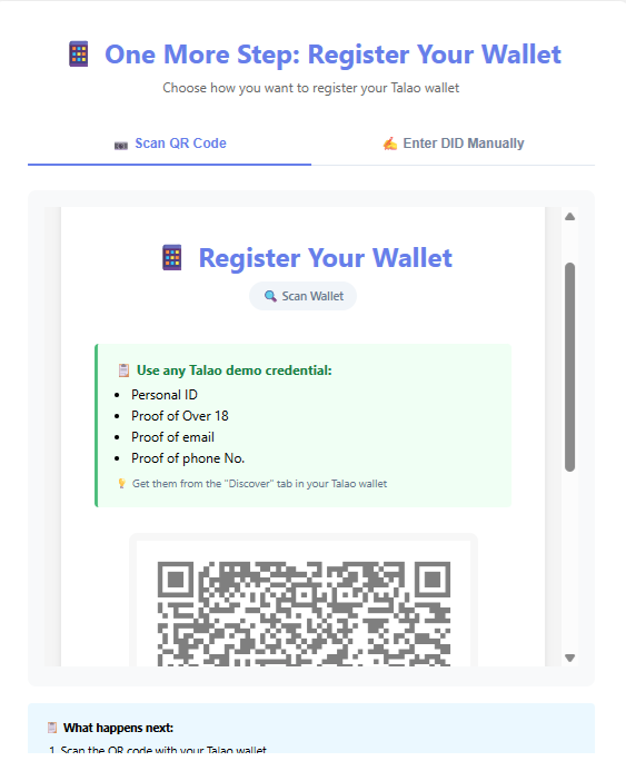 Register your Wallet page Register your Wallet page