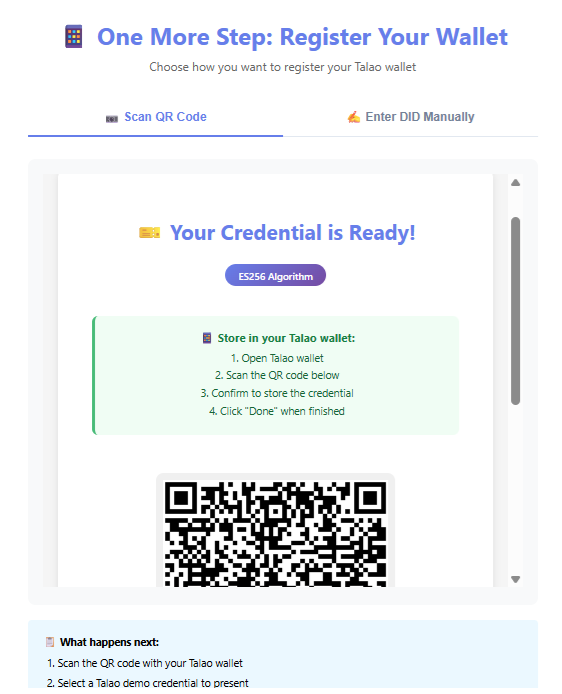 Credential issuance QR code Credential issuance QR code