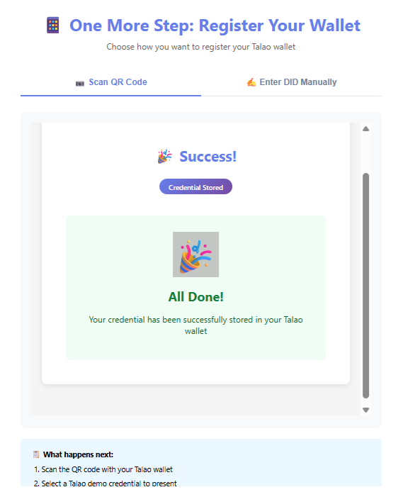 Credential stored in Talao Credential stored in Talao