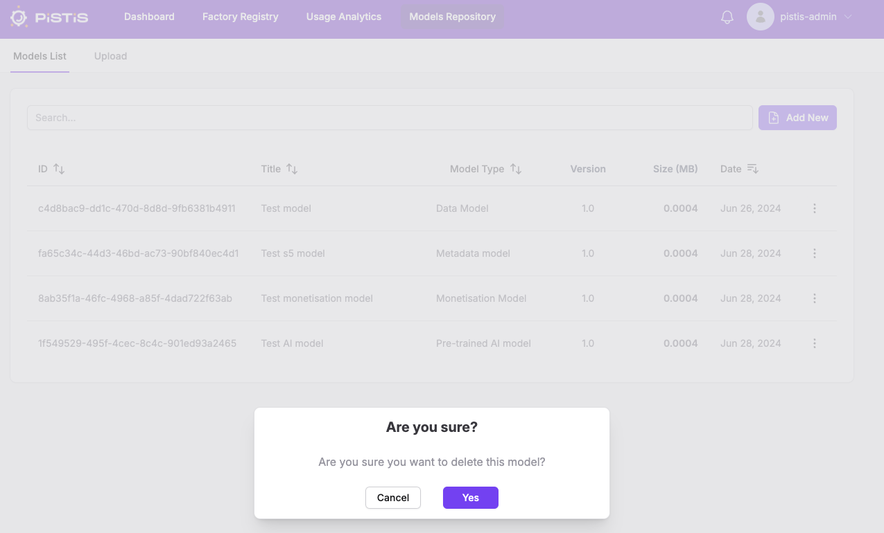 Modal confirmation