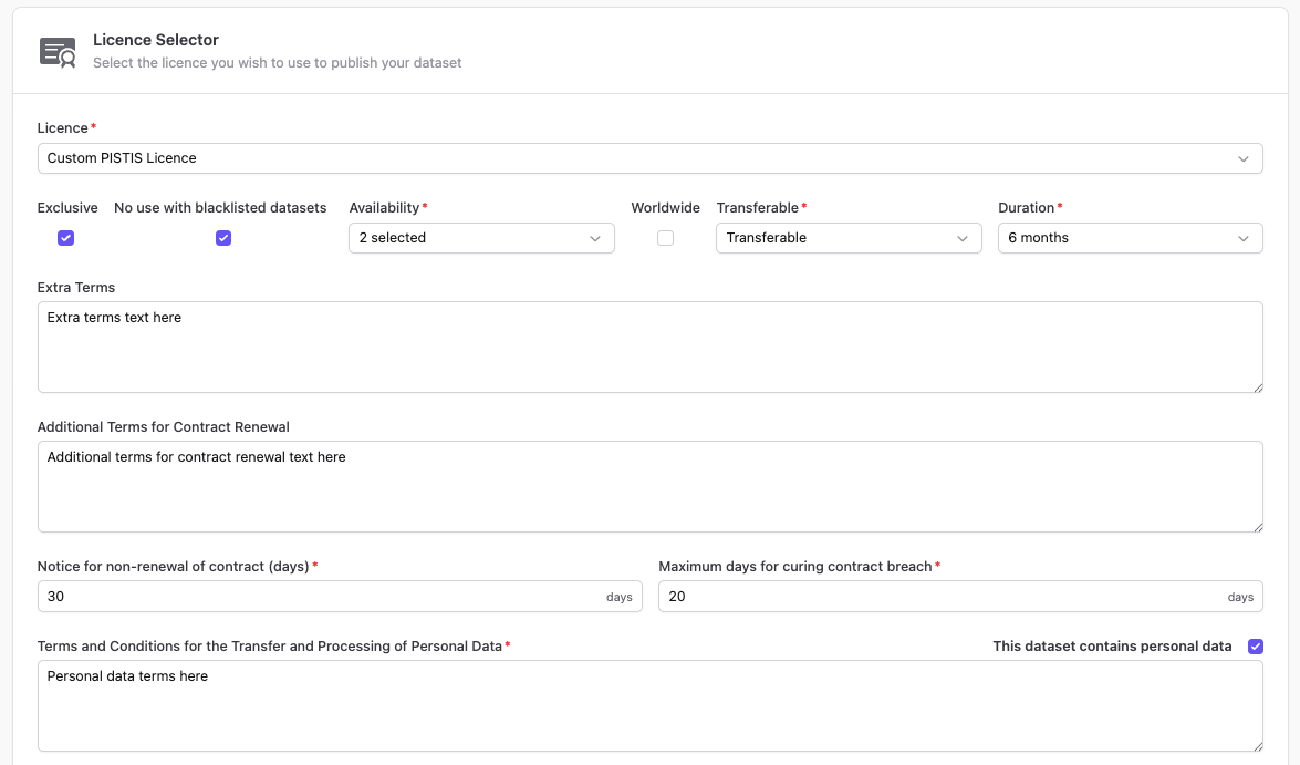Custom PISTIS Licence Custom PISTIS Licence
